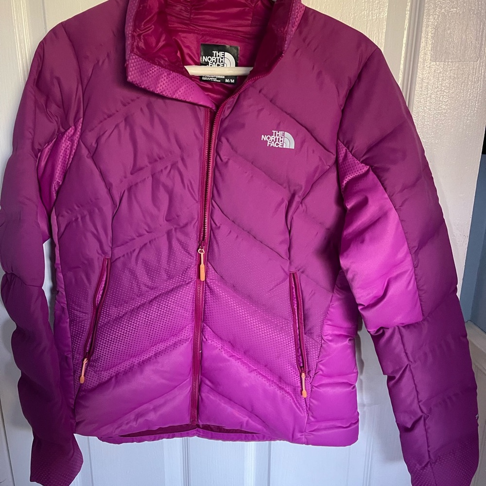 North Face woman’s puffy jacket,”. NWOT fuchsia two tone puffy jacket.